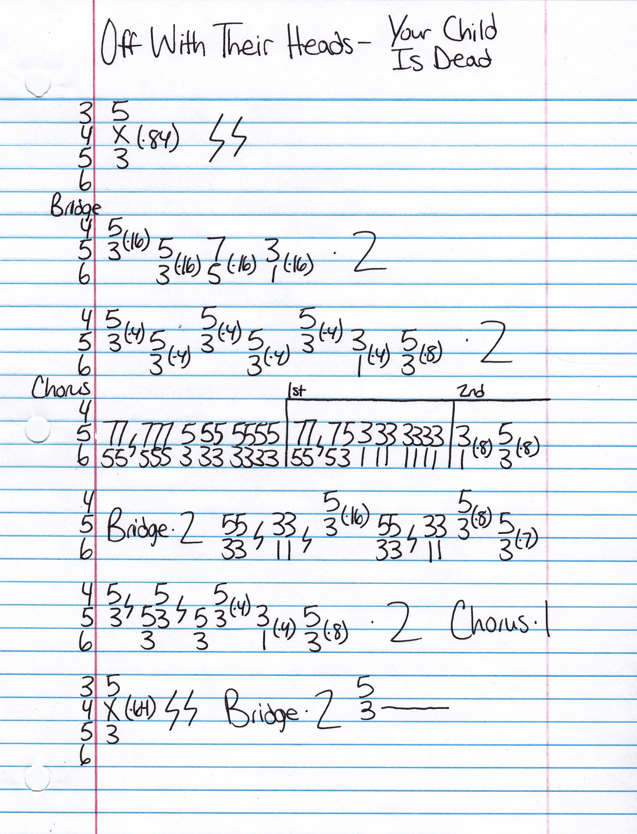 High quality guitar tab for Your Child Is Dead by Off With Their Heads off of the album Hospitals EP. ***Complete and accurate guitar tab!***
